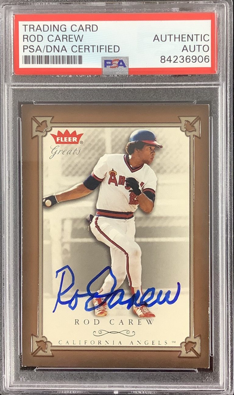 Rod Carew Signed 2004 Fleer #57 Baseball Card HOF Twins Autograph PSA/DNA