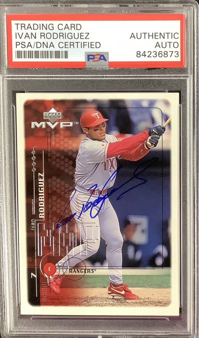 Ivan Rodriguez Signed 1999 Upper Deck #205 Baseball Card HOF Autograph PSA/DNA 1