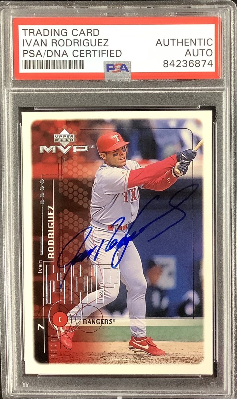 Ivan Rodriguez Signed 1999 Upper Deck #205 Baseball Card HOF Autograph PSA/DNA 2