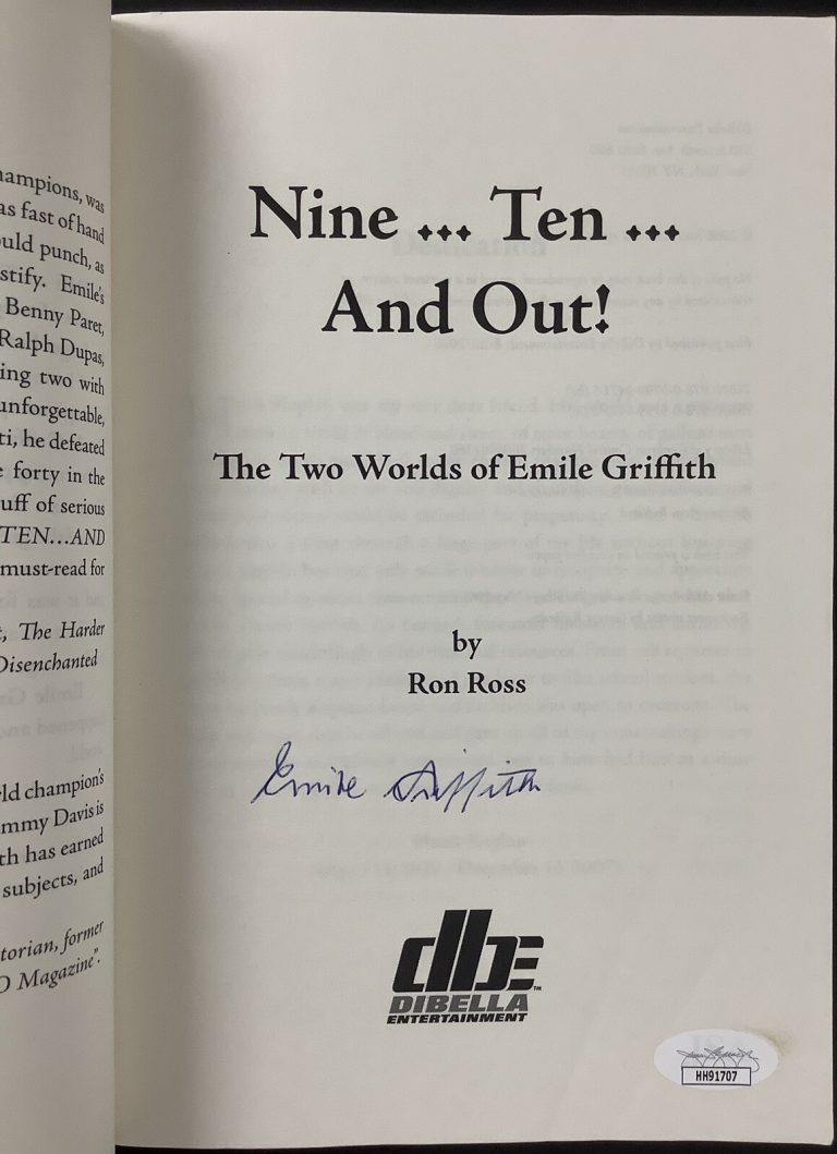 Emile Griffith Signed Book Nine Ten And Out Boxing Autograph FOY Softcover JSA
