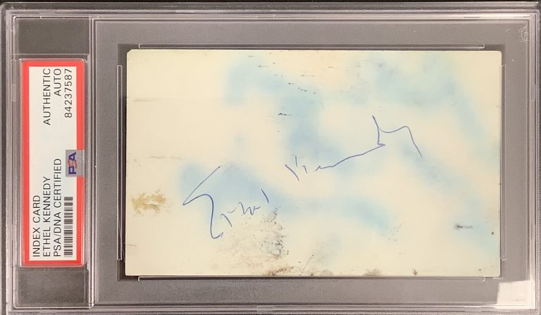 Ethel Kennedy Signed Index Card Robert F Kennedy Wife Advocate Autograph PSA/DNA