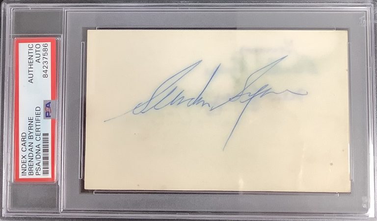 Brendan Byrne Signed Index Card NJ Governor NJ Devils Arena Autograph PSA/DNA