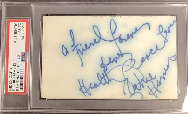 Richie Havens Signed Index Card Soul R&B Folk Rock Funk Music Autograph PSA/DNA