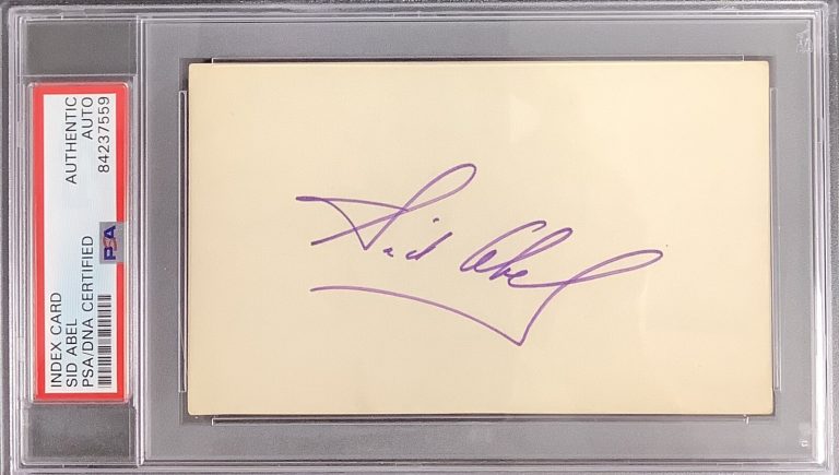 Sid Abel Signed Index Card NHL Hockey HOF Detroit Redwings Autograph PSA/DNA