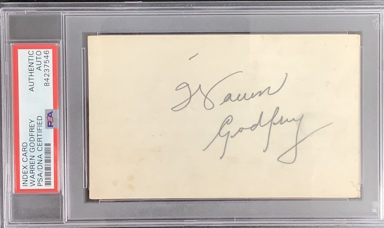 Warren Godfrey Signed Index Card NHL Hockey HOF Redwings Autograph PSA/DNA