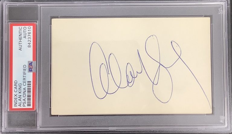 Alan King Signed Index Card TV Autograph Personality Comedian Actor PSA/DNA