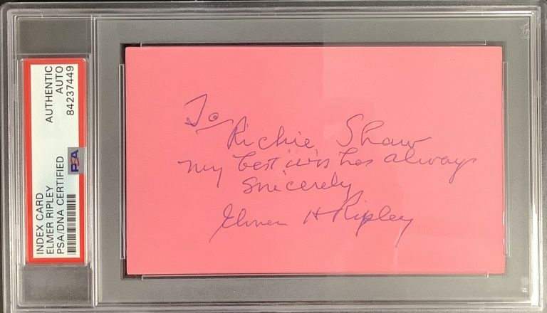 Elmer Ripley Signed Index Card NBA Basketball HOF Autograph Notre Dame PSA/DNA
