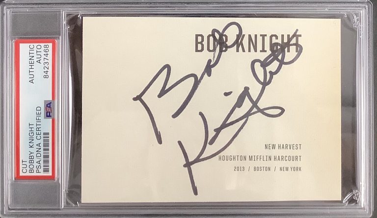 Bob Knight Signed Index Card Cut NBA Basketball HOF Autograph Indiana PSA/DNA
