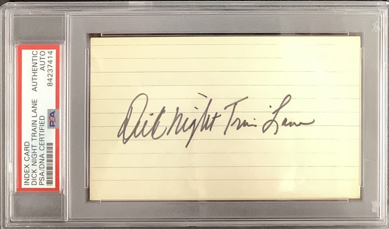 Dick Night Train Lane Signed Index Card NFL Football HOF Autograph Lions PSA/DNA