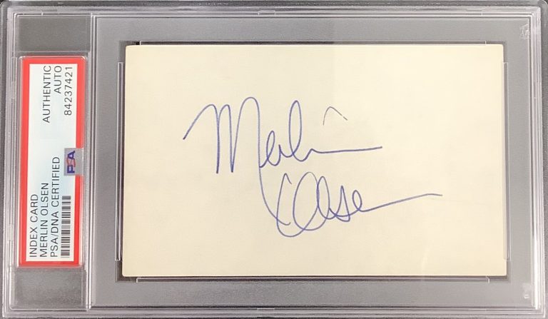 Merlin Olsen Signed Index Card NFL Football HOF Autograph LA Rams PSA/DNA
