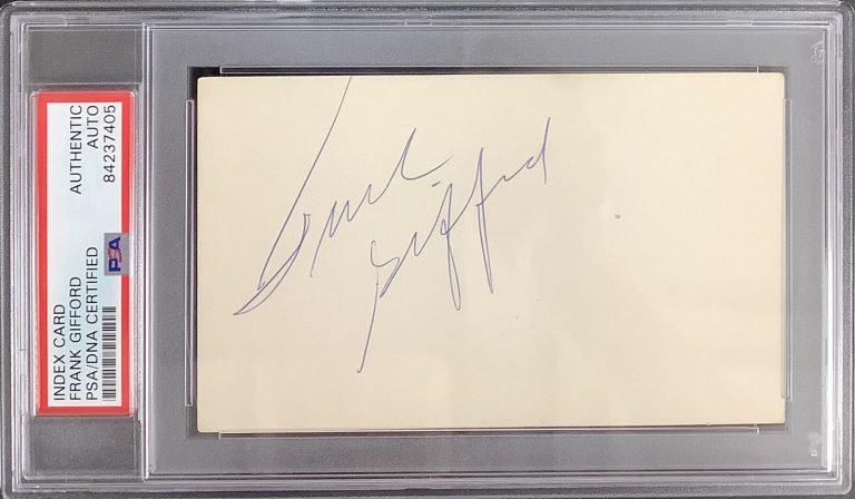 Frank Gifford Signed Index Card NFL Football Autograph NY Giants QB HOF PSA/DNA