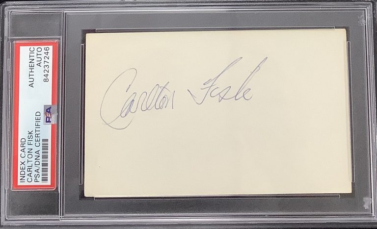 Carlton Fisk Signed Index Card Baseball Vintage Autograph Red Sox HOF PSA/DNA