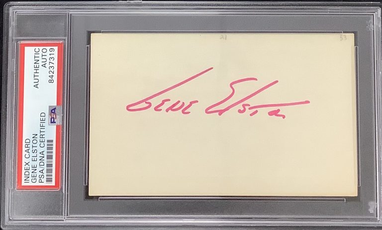Gene Elston Signed Index Card Baseball Autograph Houston Colts Announcer PSA/DNA