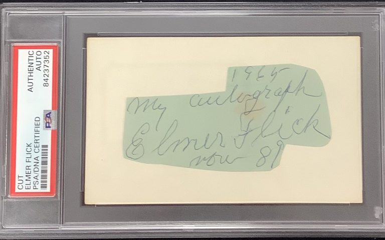 Elmer Flick Signed Cut Baseball HOF Autograph Philadelphia Phillies 1965 PSA/DNA