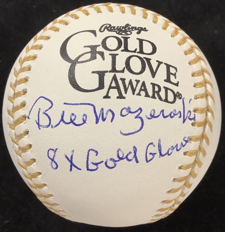 Bill Mazeroski Signed Baseball Rawlings Autograph Inscr 8x Gold Glove Logo JSA