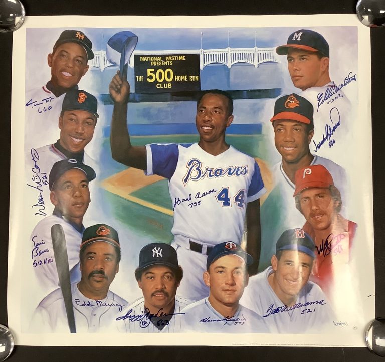 500 Home Run Club Signed Poster JSA LOA Ted Williams W/ HR Inscriptions et All 1