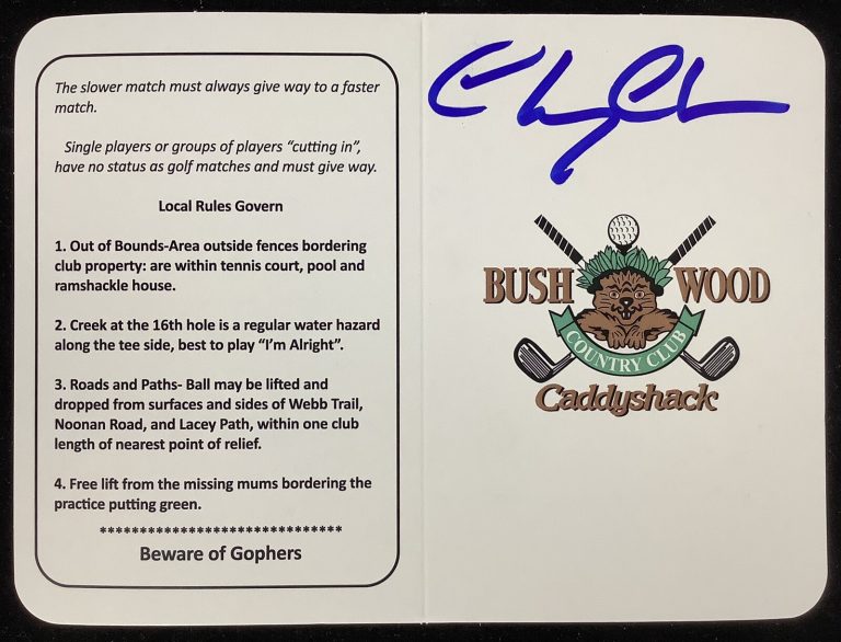Chevy Chase Signed Scorecard Caddyshack Bushwood Country Club Autograph JSA SNL