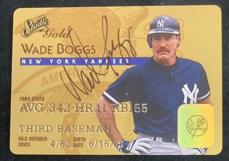 Wade Boggs Signed 1995 Donruss Studio Gold #46 Autograph NYY Baseball Card JSA