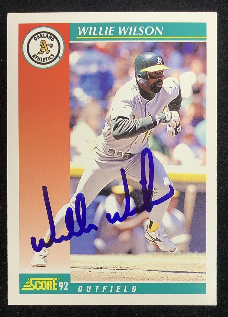 Willie Wilson Signed 1992 Score #328 Autograph Baseball Card As KC Royals JSA
