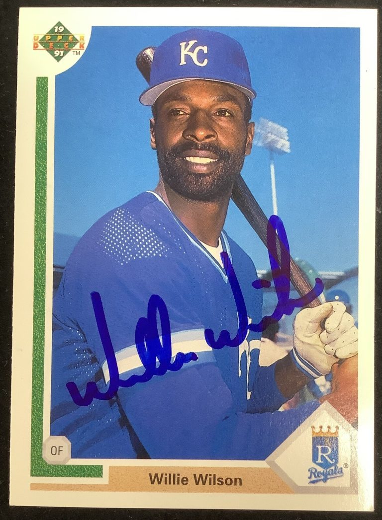 Willie Wilson Signed 1991 Upper Deck #609 Autograph Baseball Card As Royals JSA