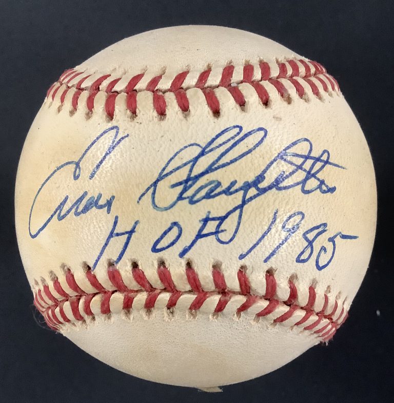 Enos Slaughter Signed Baseball Rawlings Cardinals Autograph HOF 1985 Inscr JSA 1