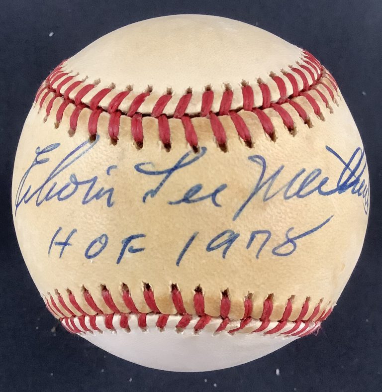 Eddie Mathews Signed Baseball Rawlings Full Name Autograph HOF 1978 Insc JSA