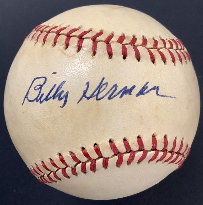 Billy Herman Signed Baseball Rawlings Autograph Chicago Cubs Dodgers HOF JSA 2