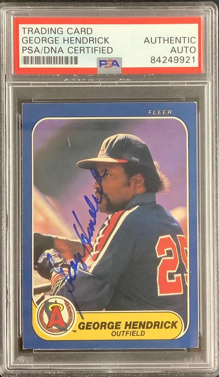 George Hendrick Signed 1986 Fleer #158 Baseball Card CA Angels Autograph PSA/DNA