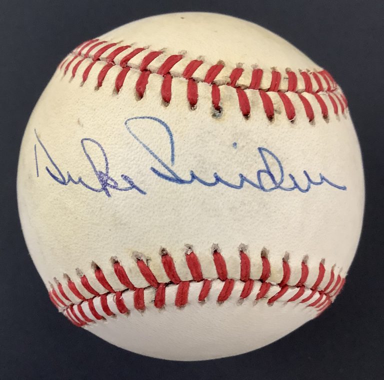 Duke Snider Signed Baseball Feeney Brooklyn LA Dodgers Autograph 8x AS HOF JSA