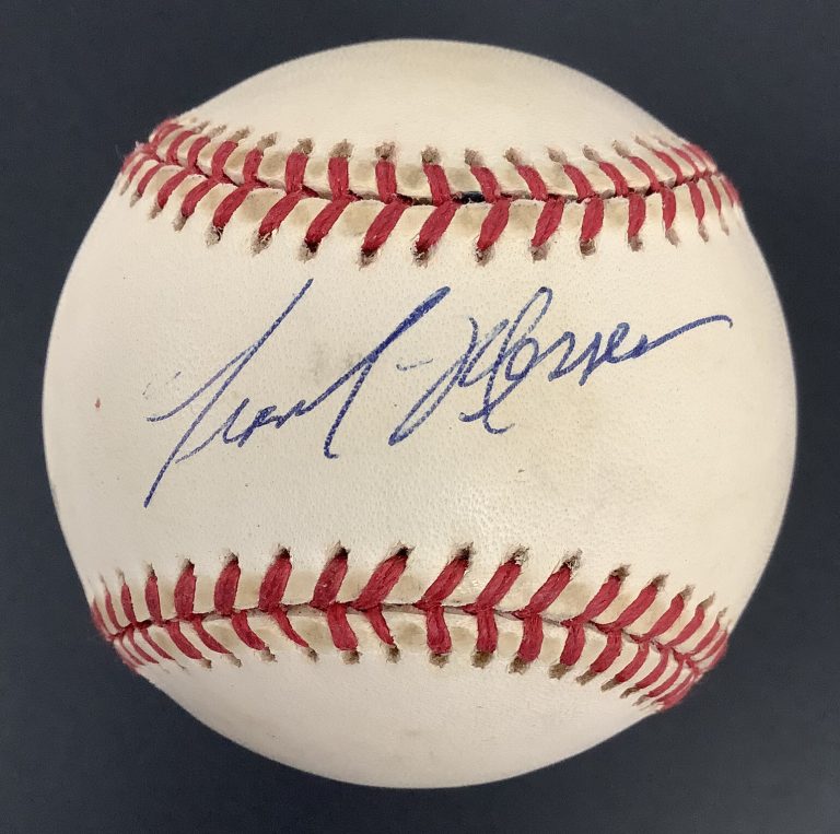 Frank Messer Signed Baseball Bobby Brown Yankee Broadcaster RARE Autograph JSA