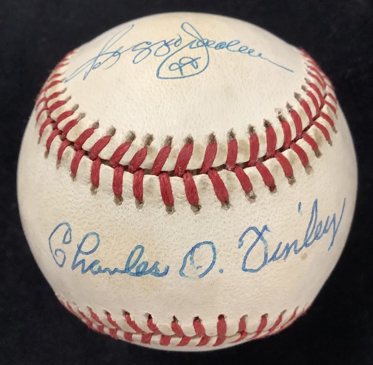 Charlie O Finley Signed Baseball Brown Athletics Reggie Jackson Autograph JSA 1