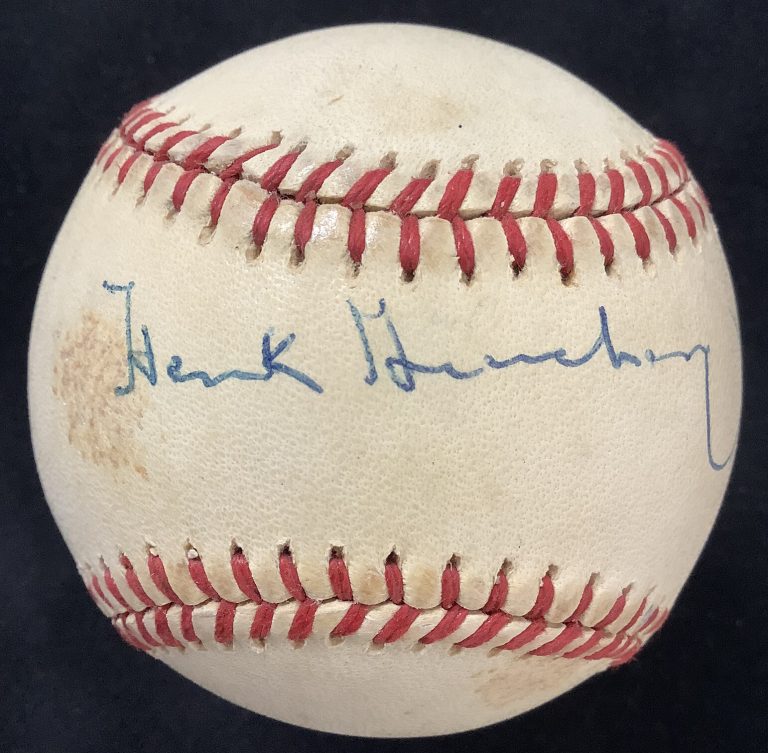 Hank Greenberg Signed Baseball Lee MacPhail Detroit Tigers Autograph WSC HOF JSA