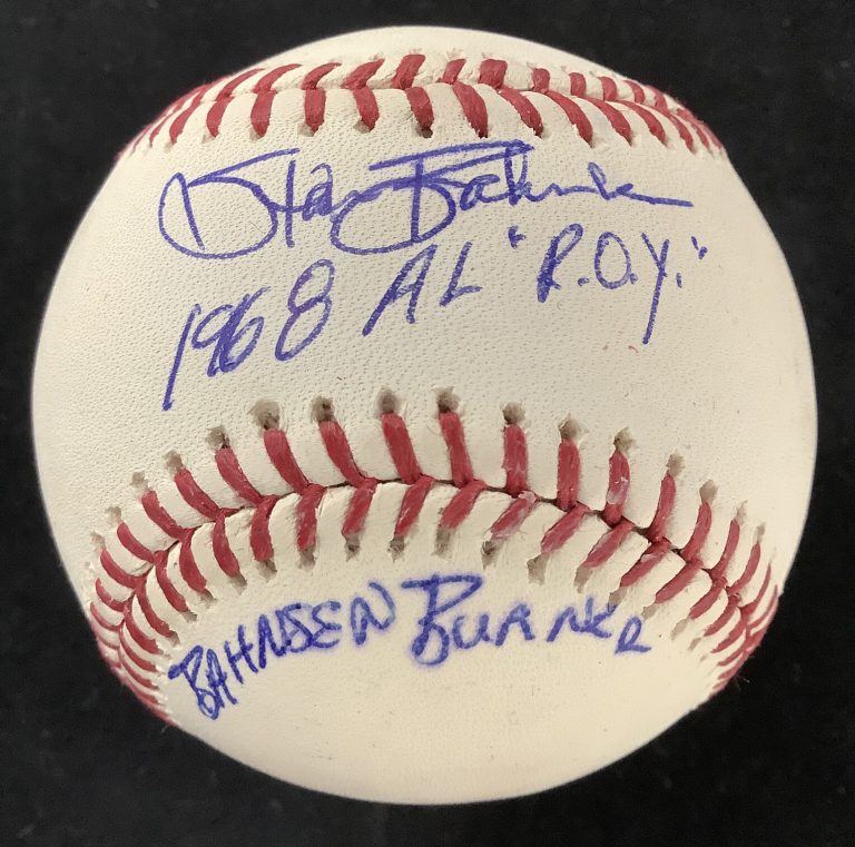 Stan Bahnsen Signed Baseball Manfred NYY Autograph 68 ALROY Burner Inscrip JSA 1