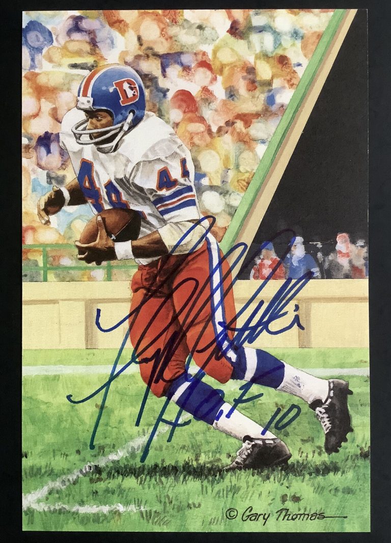 Floyd Little Signed GLAC Goal Line Art Card Football Broncos Autograph HOF JSA 1