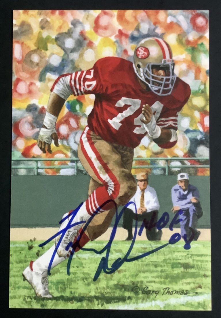 Fred Dean Signed Goal Line Art Card Autograph GLAC Postcard HOF 08 Inscrip JSA 3
