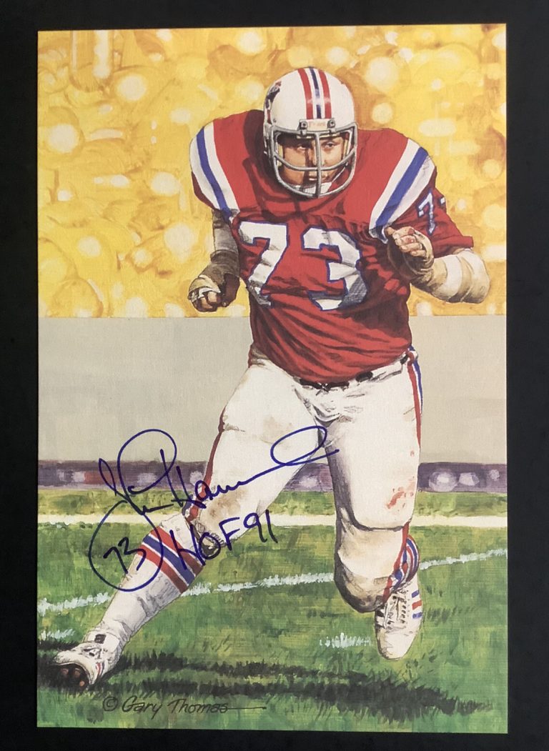 John Hannah Signed GLAC Goal Line Art Card Football Patriots Autograph HOF JSA 2