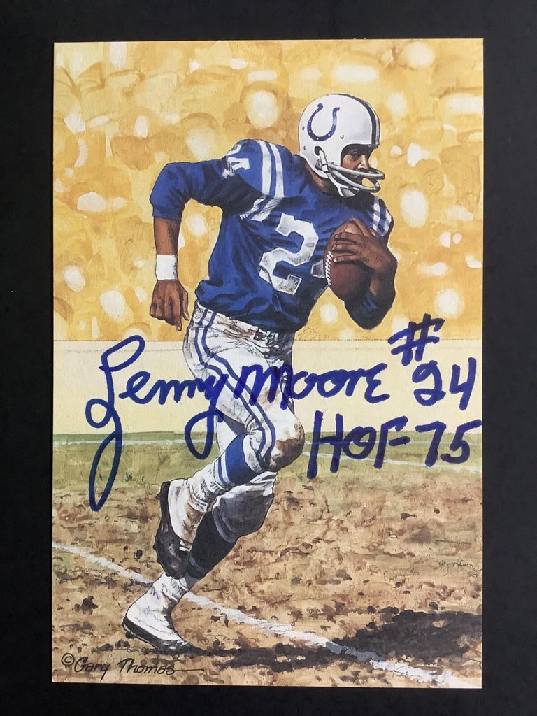 Lenny Moore Signed GLAC Goal Line Art Card Football Colts Autograph HOF JSA 2