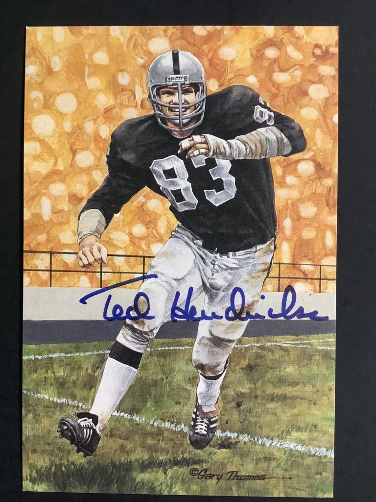 Ted Hendricks Signed GLAC Goal Line Art Card Football Raiders Autograph HOF JSA