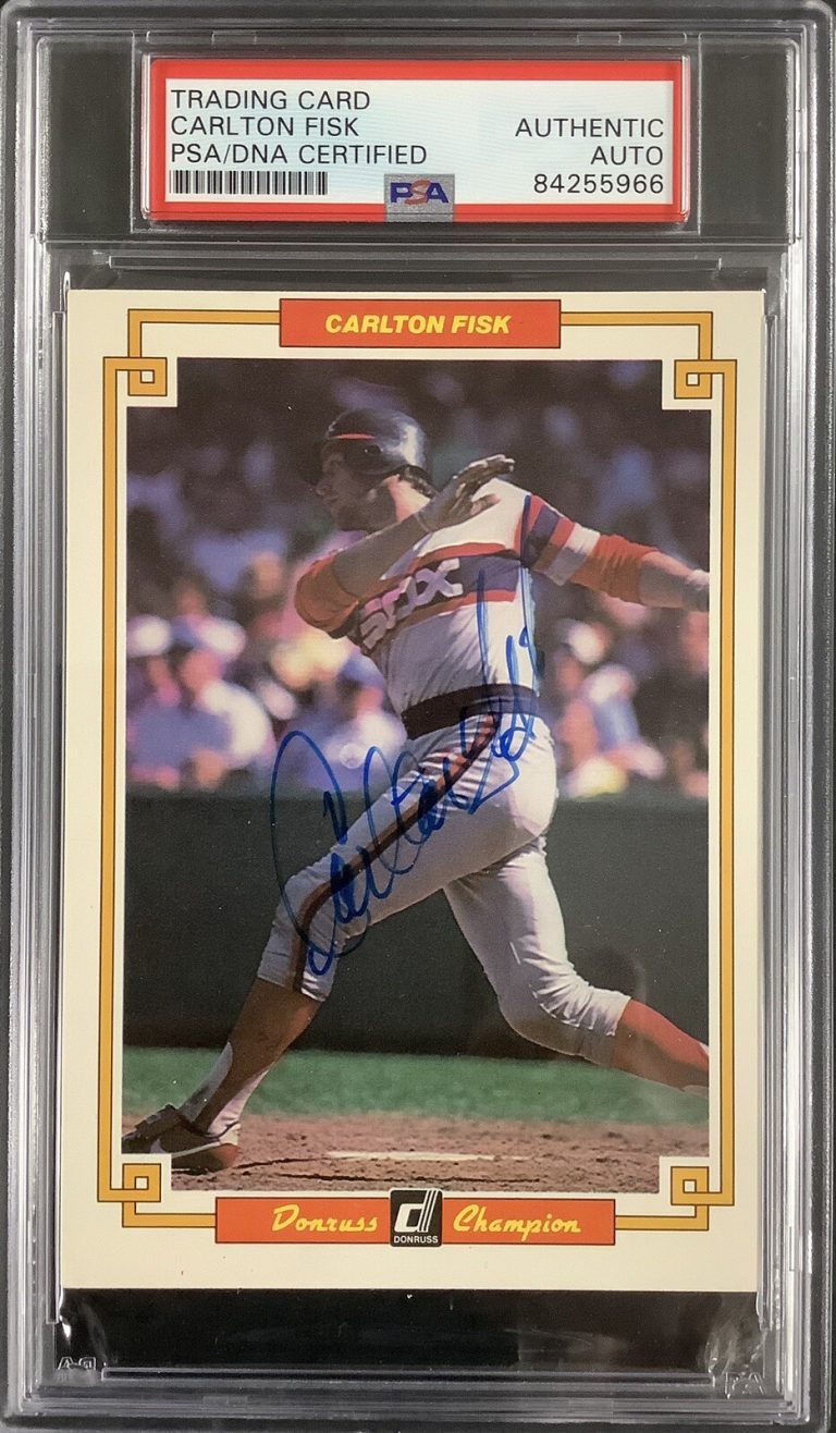 Carlton Fisk Signed 1984 Donruss Champion #52 Auto Baseball Card HOF PSADNA 2