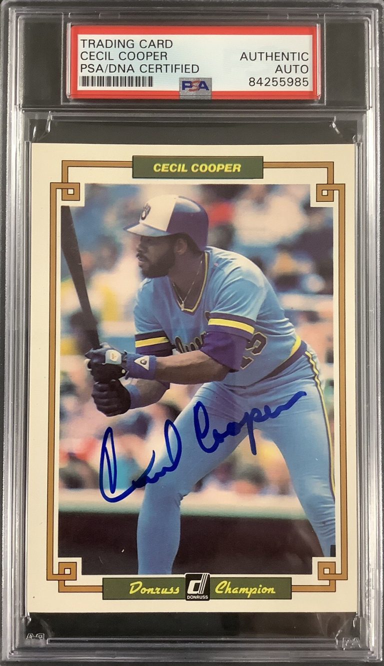 Cecil Cooper Signed 1984 Donruss Champion #24 Baseball Card Autograph PSA/DNA