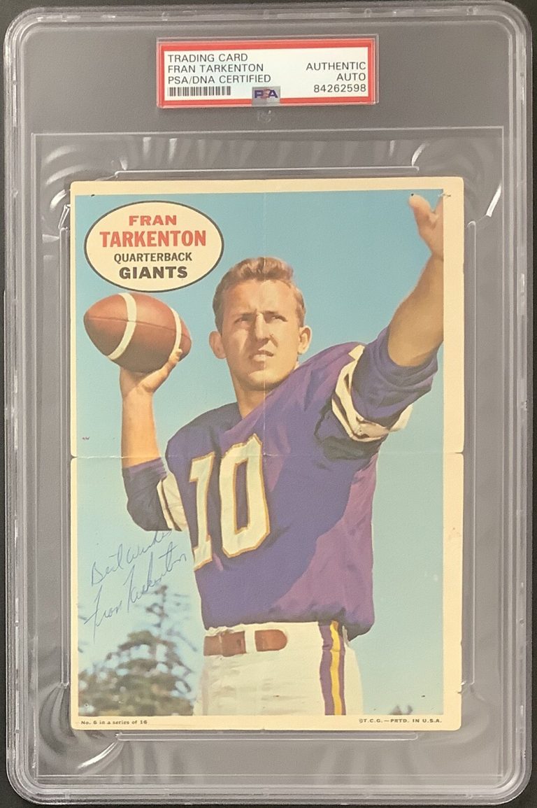 Fran Tarkenton Signed 1968 Topps Card #6 Football Poster HOF Autograph PSA/DNA