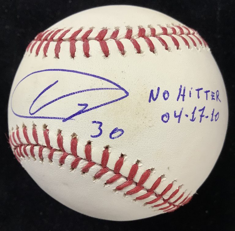 Ubaldo Jimenez Signed Baseball Selig Rockies Autograph No Hitter Inscription JSA