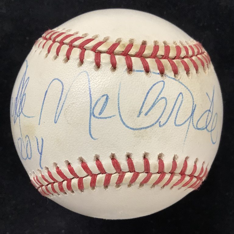 Bake McBride Signed Baseball Coleman Cardinals Phillies Autograph 74ROY Insc JSA