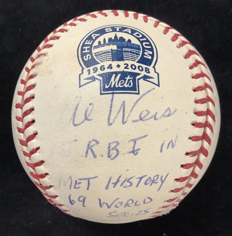 Al Weis Signed Baseball Selig Autograph Shea Logo RBI 69 World Series Inscr JSA