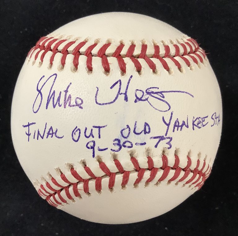 Mike Hegan Signed Baseball Selig Yankees Autograph Final Out 9-30-73 Inscrip JSA