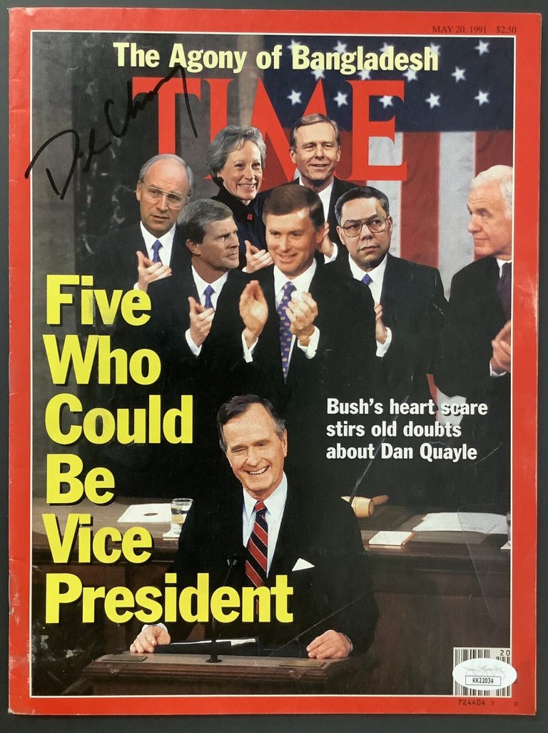 Dick Cheney Signed Time Magazine Vice President Autograph 5/20/91 No Label JSA