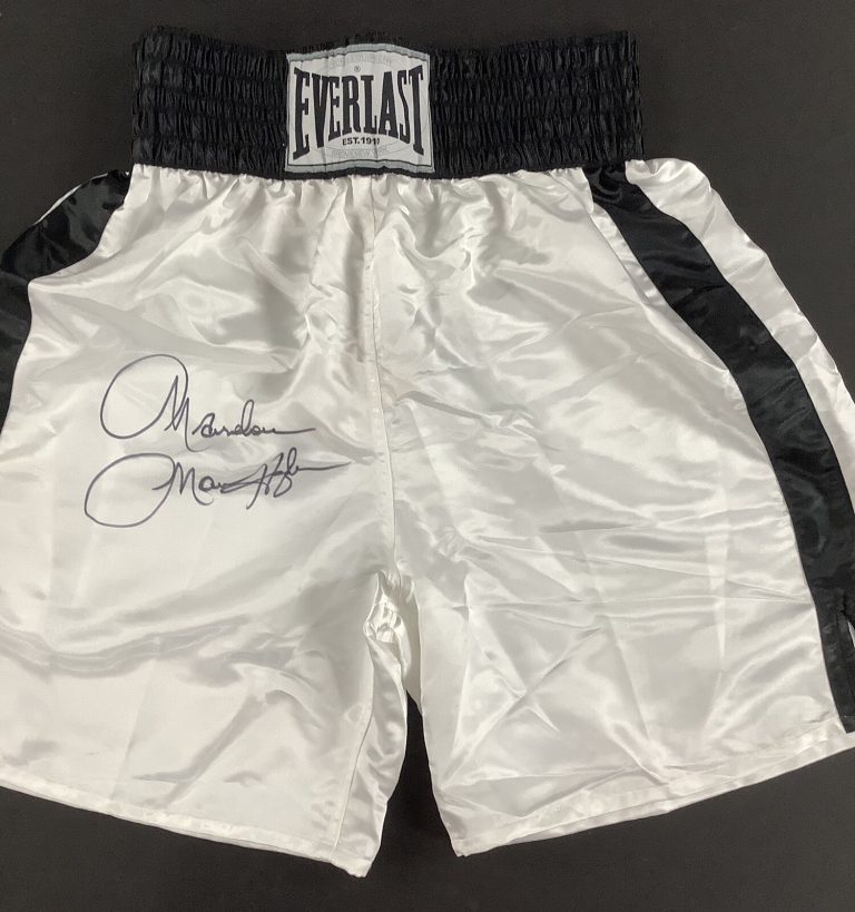 Marvelous Marvin Hagler Signed Trunks Boxing Autograph Middleweight Champion JSA