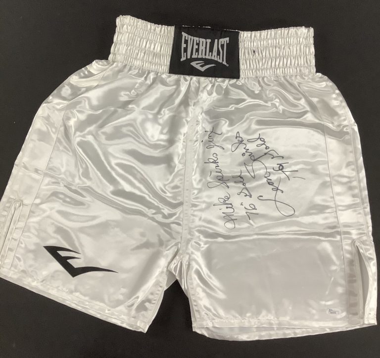 Michael Spinks Signed Trunks Everlast Boxing Leon Spinks Autograph Olympic JSA 2