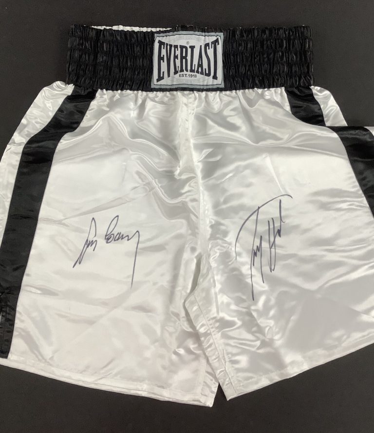Larry Holmes Signed Trunks Everlast Boxing Gerry Cooney Autograph White HOF JSA