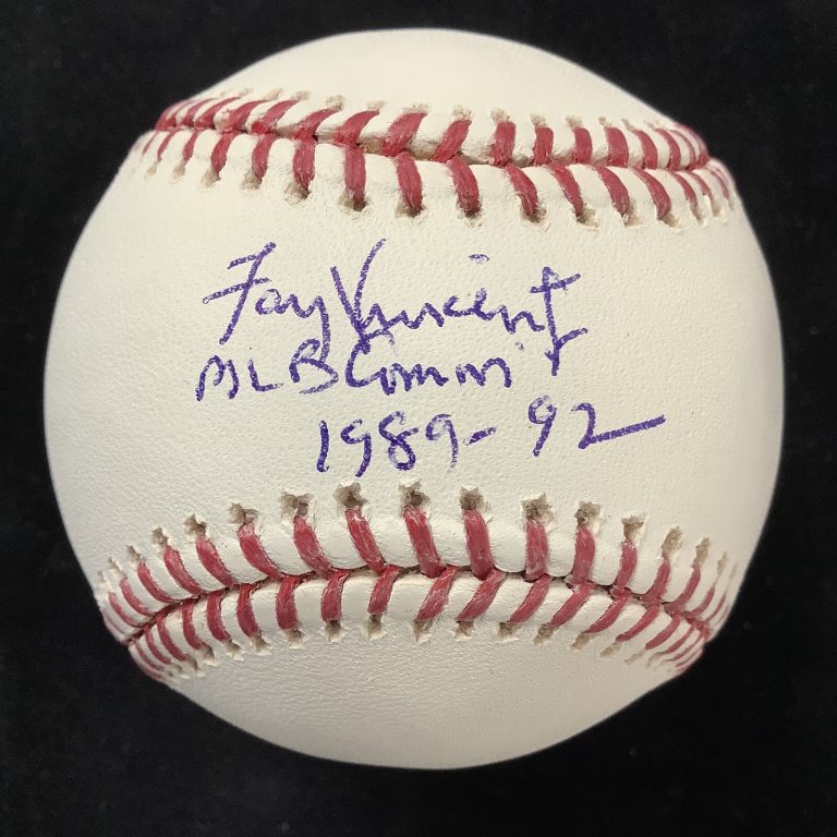 Fay Vincent Signed Baseball Selig Autograph MLB Commissioner 1989-92 Inscr JSA 1